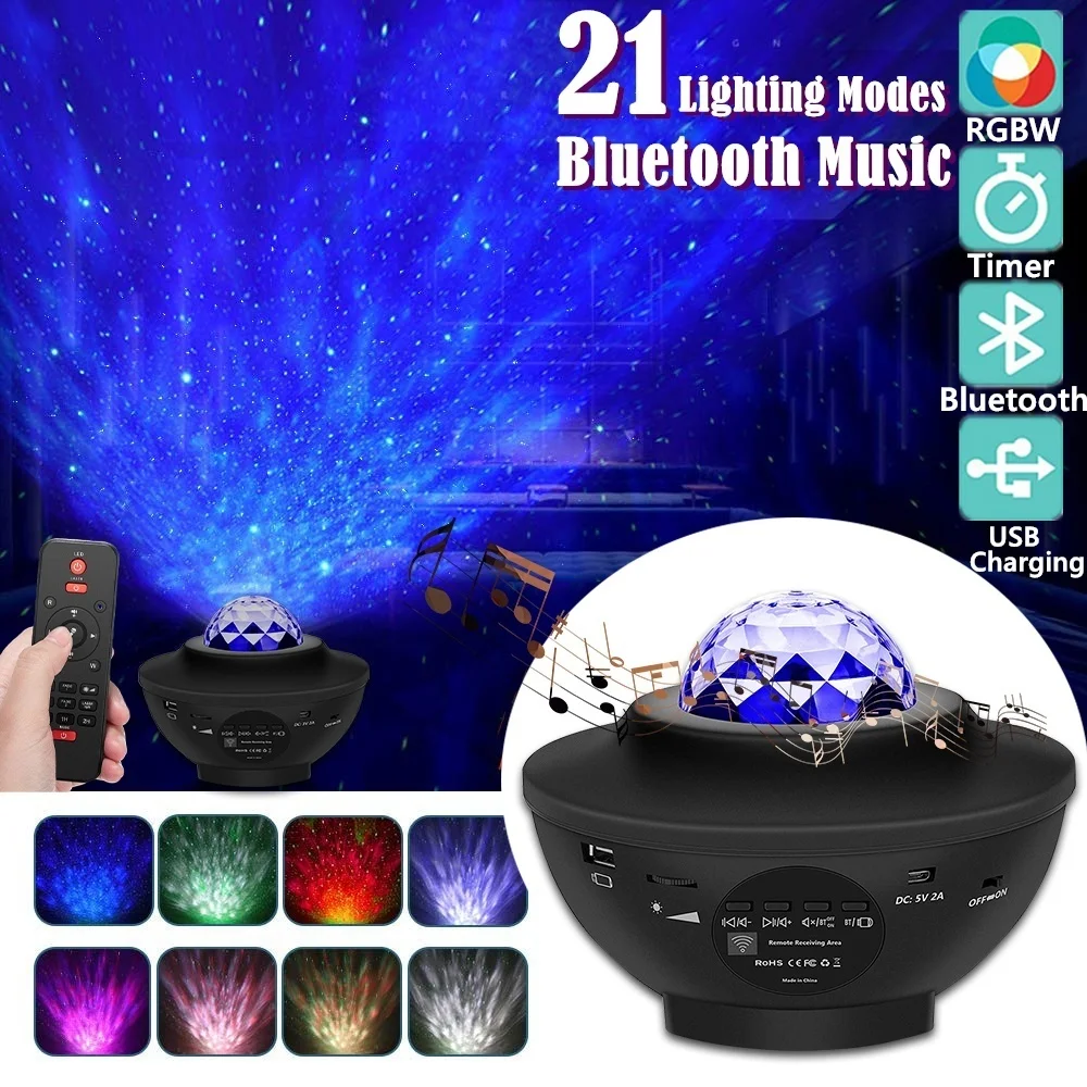 

LED Star Projector Night Light proyector de galaxia Starry Night Lamp Ocean Sky with Music Bluetooth Speaker Remote Control