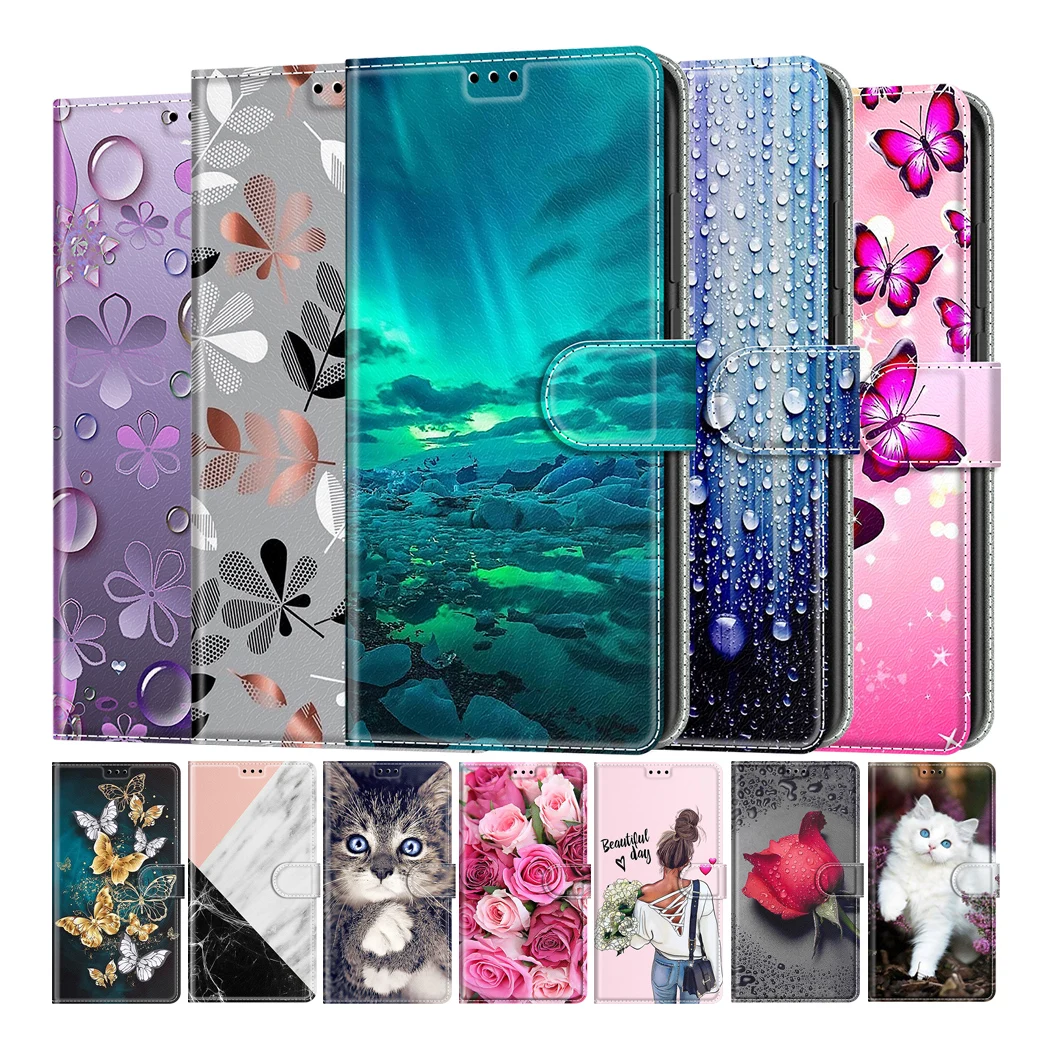 

Cat Butterfly Painted Card Slot Wallet Flip Case For Samsung Galaxy A6 A7 A8 2018 A510 A520 A10 A20 A30 A40 A50 A70 A71 5G Funda