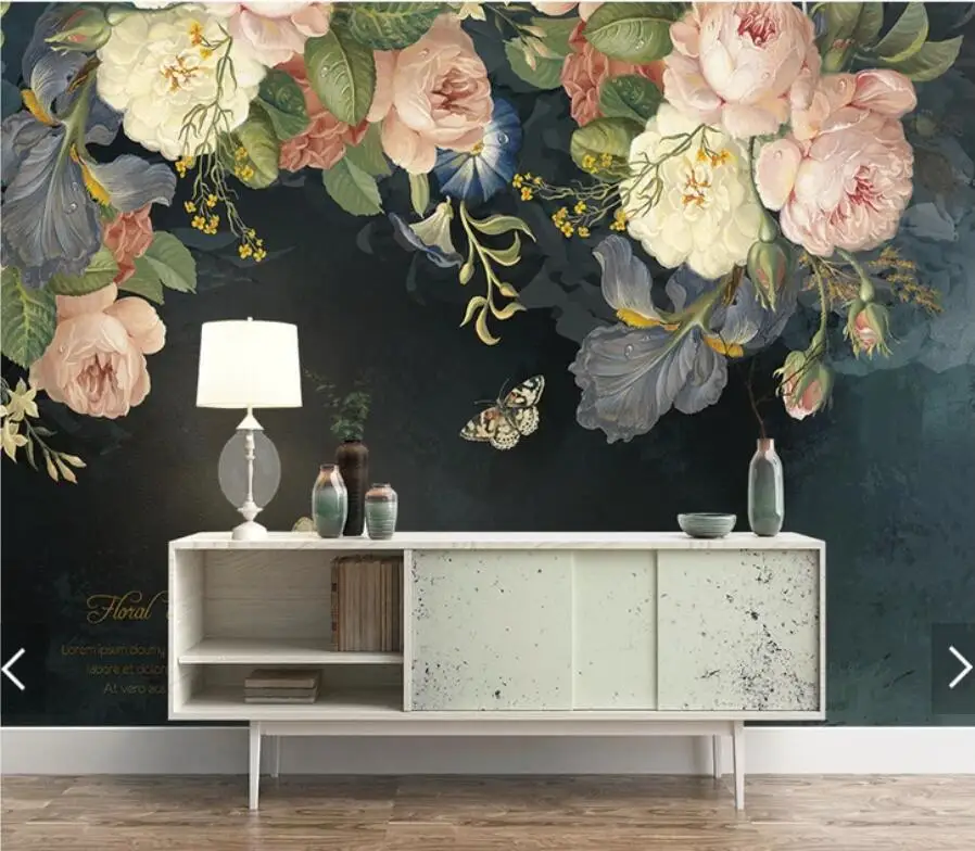 Настенная 3d-роспись водонепроницаемые холщовые обои с изображением роз цветов