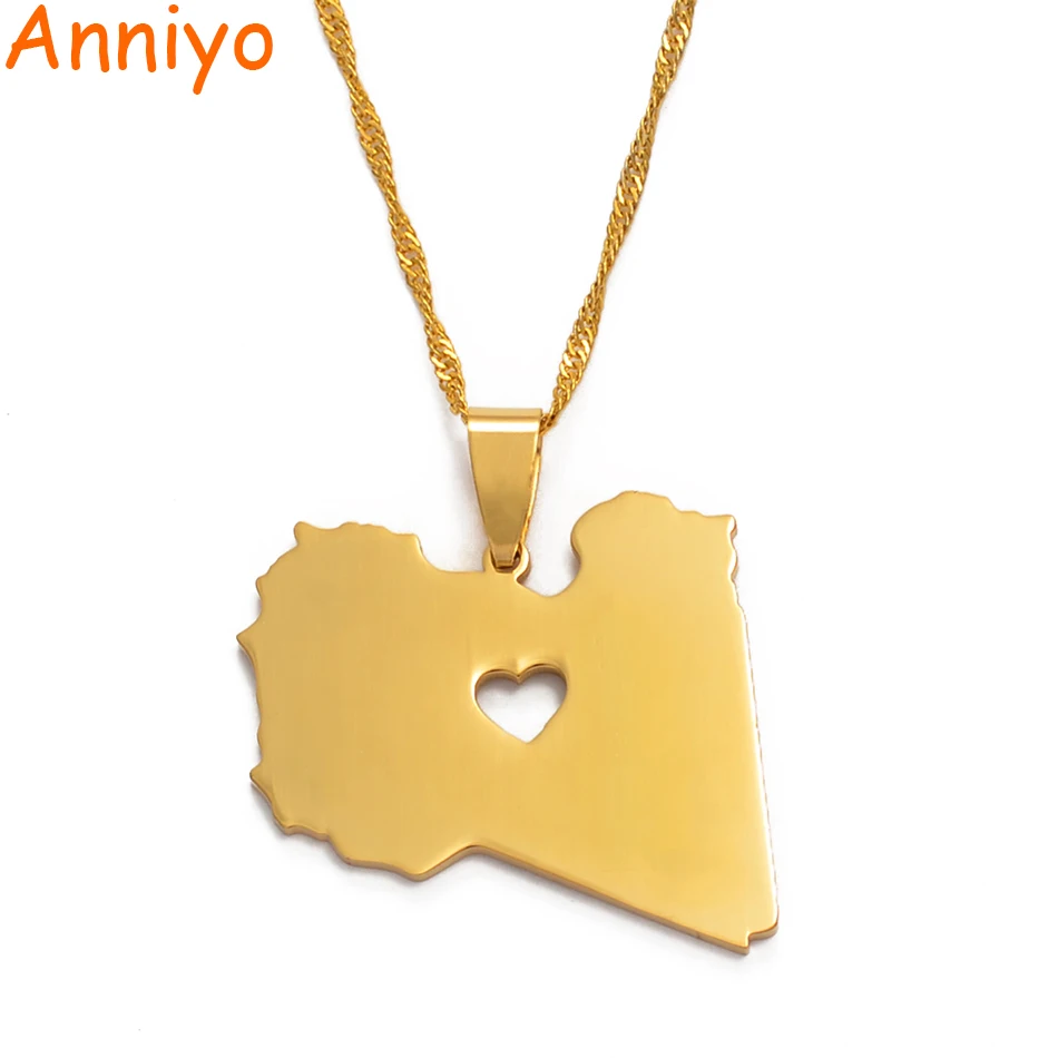 Anniyo State of libia кулон ожерелье для женщин/мужчин золотого цвета ювелирные изделия Ливия карта страны#005521
