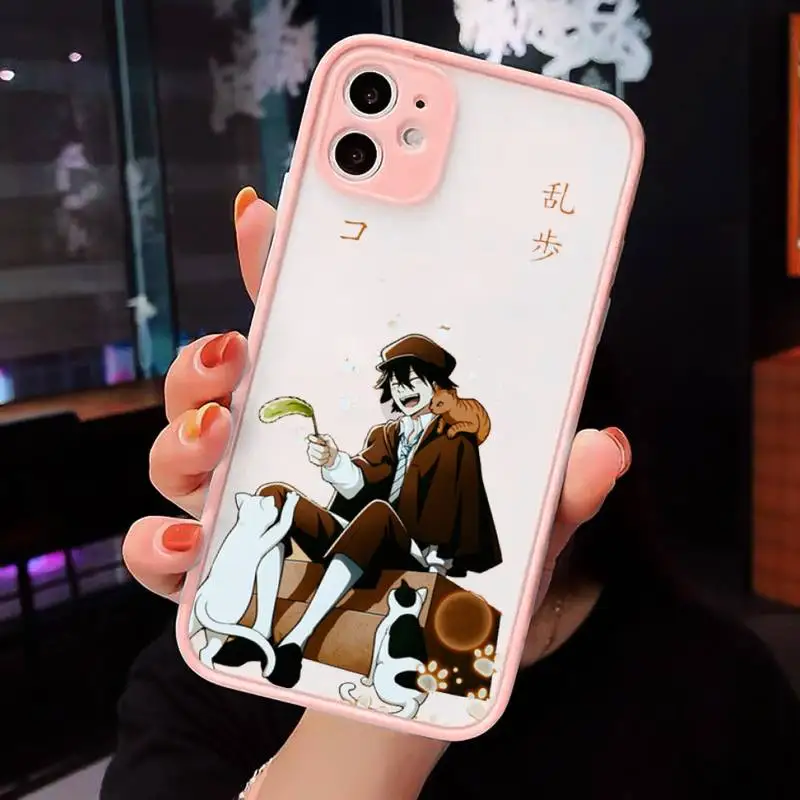 

Japan anime bungou stray dogs Phone Cases Matte transparent For Pink iPhone 12 Mini 11 Pro XR XS Max 7 8 Plus X Back Cover