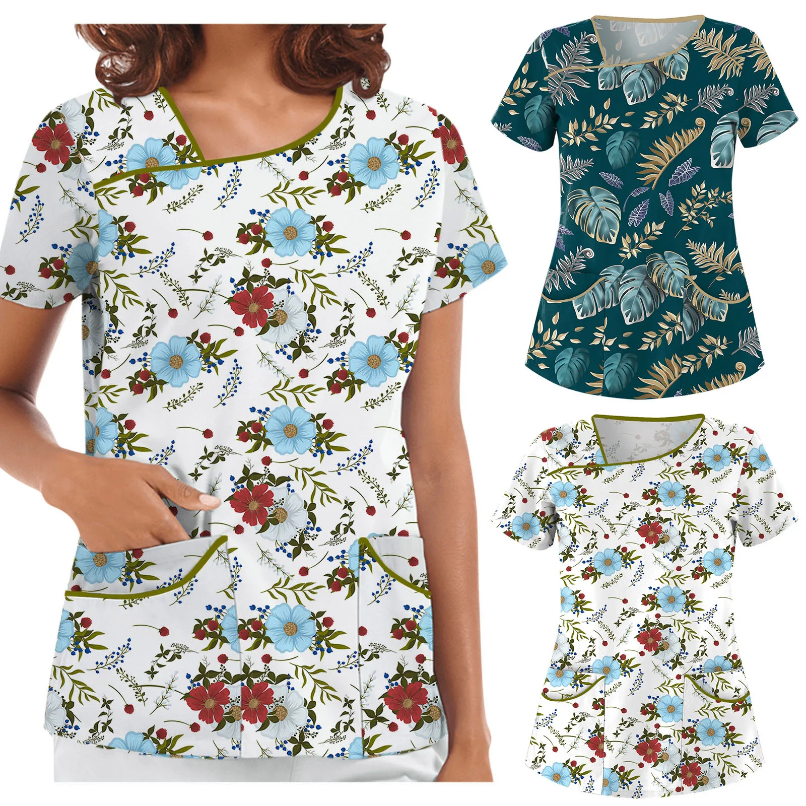 Элегантная женская футболка с цветочным принтом топы винтажным очаровательным