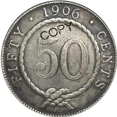 Копия монеты Саравак 50 центов 1906 H|Безвалютные монеты| |