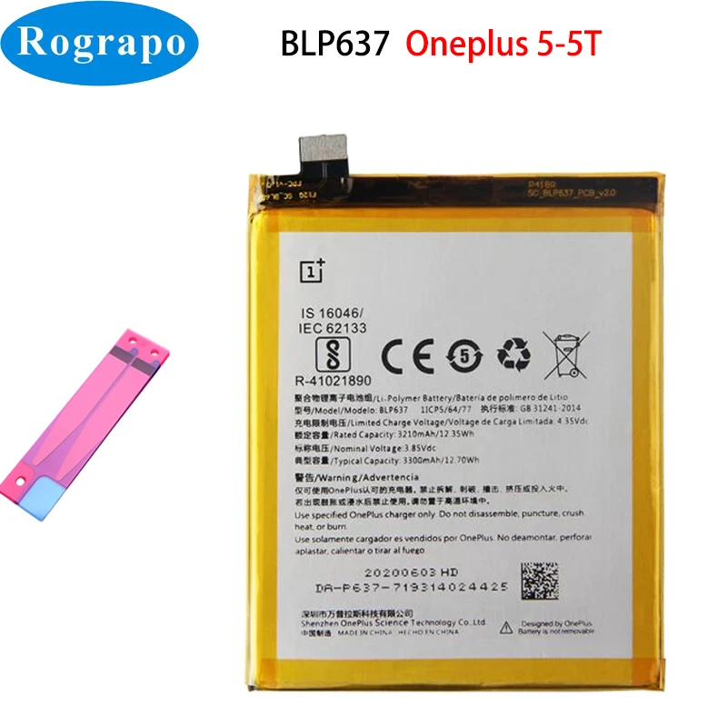 Оригинальный аккумулятор One Plus для OnePlus 7T Pro 7 6 6T 5 5T 3 3T 2 1X1 + BLP571 BLP597 BLP613 BLP633 BLP637 BLP657