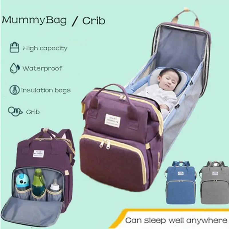 Portable Diaper Bag Mummy Backapack Folding Baby Bassinet Bed Diaper Changing Pads