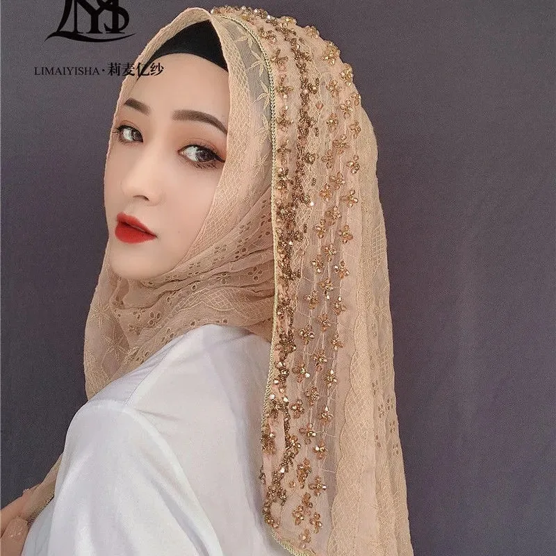 Мусульманский шелковый женский хиджаб Стразы Свадебный шарф|chiffon muslim hijab|scarf woman