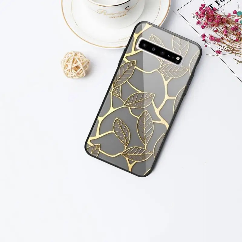 

Gold DIY Painting For Galaxy Tempered Glass Cases Apply To S10 S9 S8 S7 S6edge Plus TPU Cover