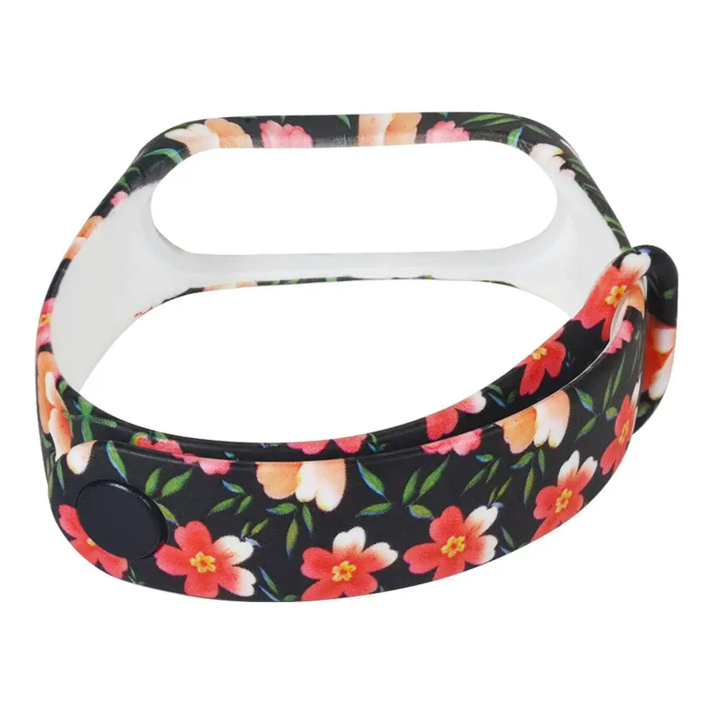 Силиконовый ремешок для Mi band 4 с разнообразным цветочным принтом miband 3 модный