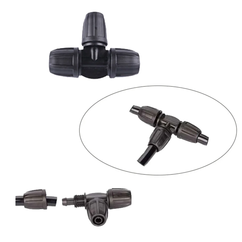 

20PCS 8/11 Size Lock Designed Water Tube Connect Use Three-way Watering Device Connector Black
