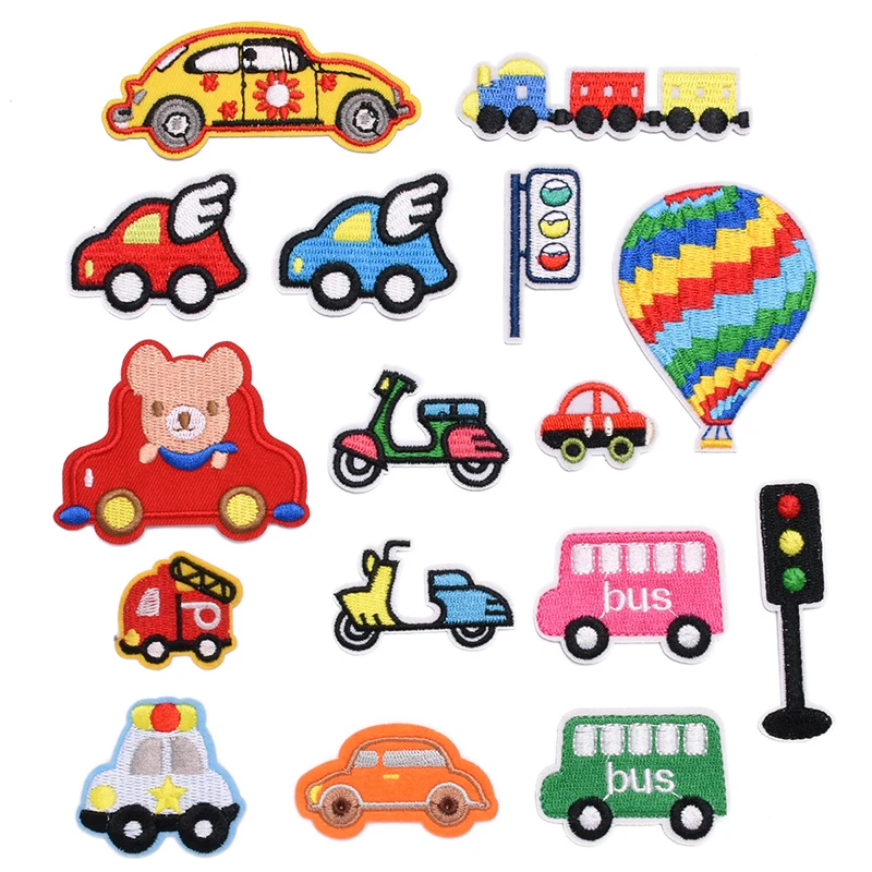 

Cartoon Car Bear Hot Air Balloon Embroidery Cloth Sticker Traffic Light Truck Adhesive Patch Children's Hat Sewing Decoration