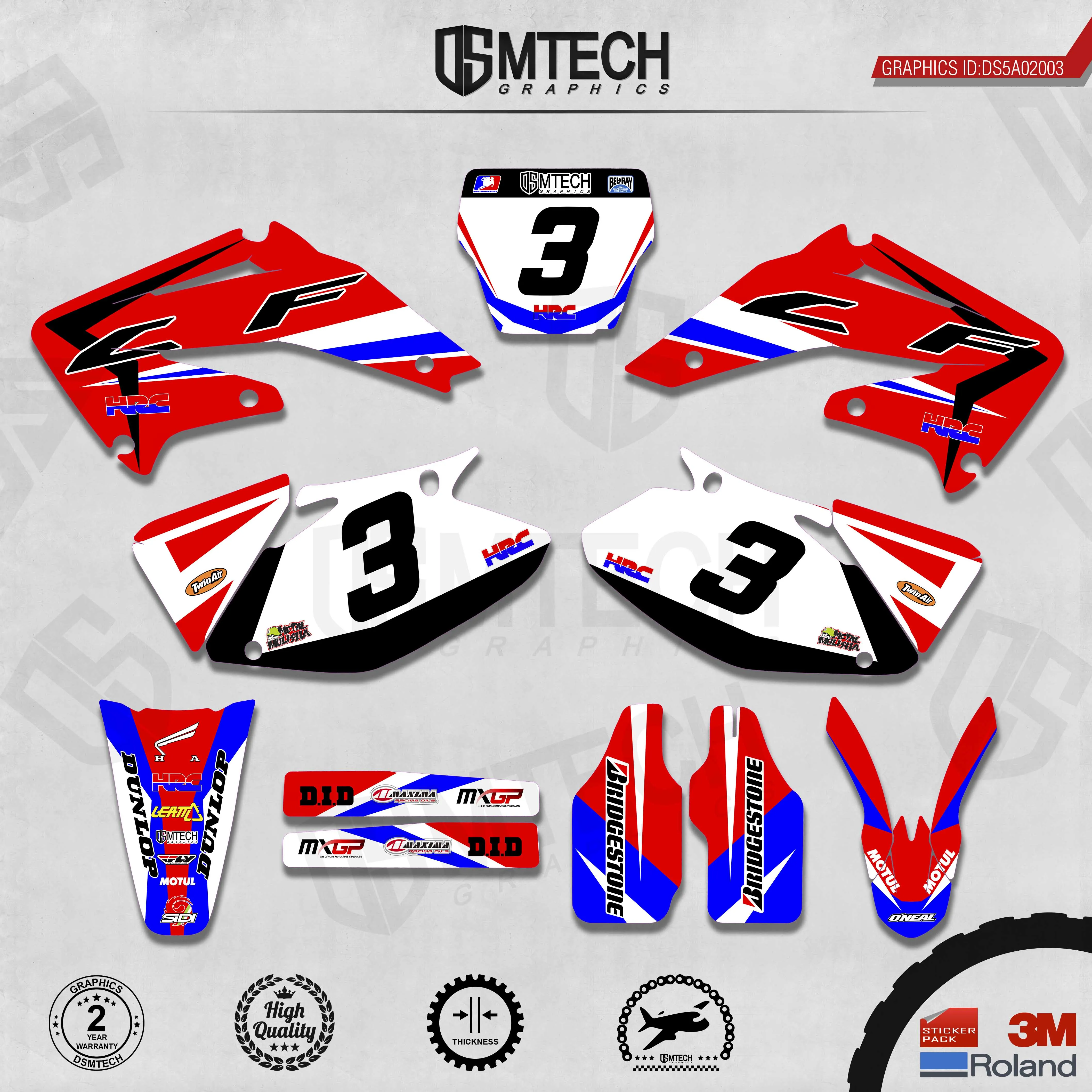 DSMTECH Customized Team Graphics Backgrounds Decals 3M Custom Stickers For 2002-2003 2004 CRF450R 003