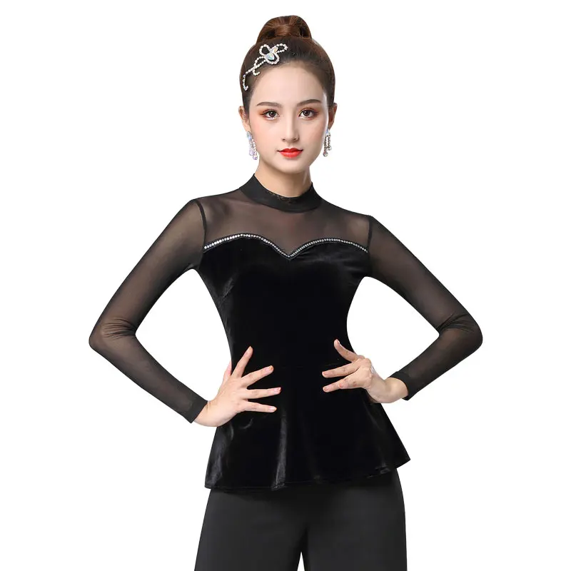 Современное женское платье для танцев DOUBL вельветовый Топ взрослых модное