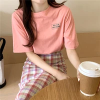 t shirt letter printing round neck short sleeved t shirt female summer new style korean loose thin section all match casual top