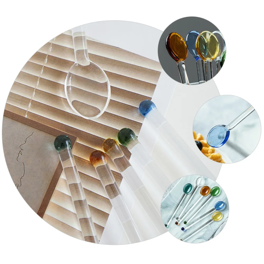 

6Pcs Creative Glass Coffee Spoons Dessert Scoop Cake Scoop for Home Cafe