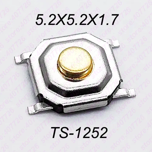 Высокое качество, 50 шт., 5,2x5,2x1,5 мм до 9 мм, 4PIN, SMT, металлический Тактический кнопочный переключатель, тактовый переключатель, клавиша, динамик, аудио кнопка - Цвет: H 1.7MM