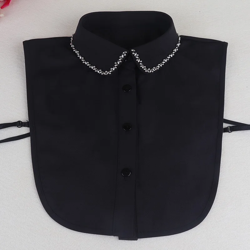 Поддельные меховой воротник с украшениями в виде перламутровых ногтей рубашка