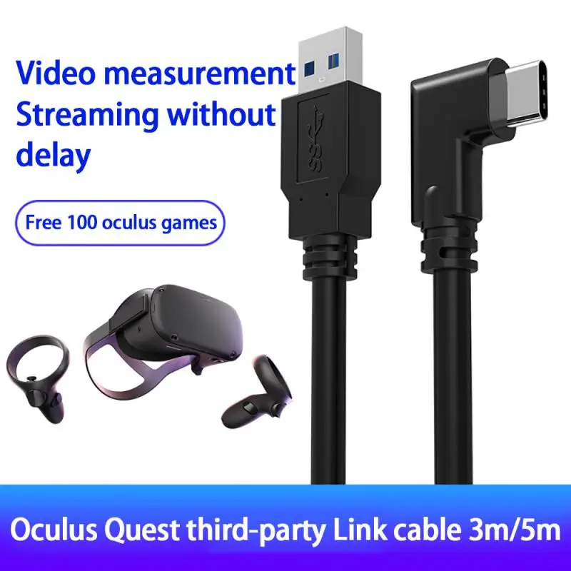 

3m/ 4m/ 5m For Oculus Quest 2 Charging Cable Type-C Data Cable Elbow VR Cable VR Glasses Computer Cable Charger Accessories