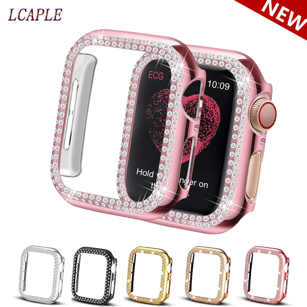 

Case for Apple watch series 6 se 5 4 44mm 40mm Apple watch Accessories cover Bumper Double Diamond Protector iWatch 3 42mm 38 mm