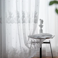 white embroidered soft tulle curtains for bedroom to decorate windows lace sheer voile for living room blinds custom size drapes