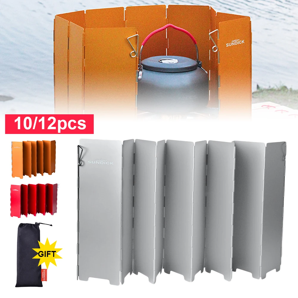 

10/12 Plates Gas Stove Wind Shield Outdoor BBQ Cooking Burner Windproof Aluminum Alloy Screen Portable With Bag Camping