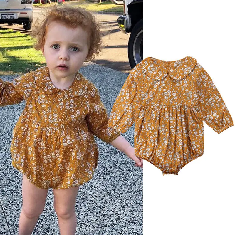 Ropa para Ni&ntilde;as reci&eacute;n nacidas, peleles florales, ropa de manga larga para oto&ntilde;o, Mono-0