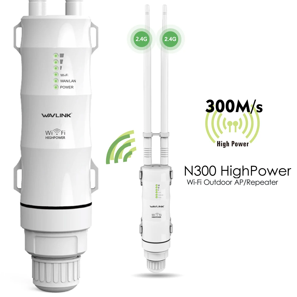 Wavlink N300 2,4G высокая мощность открытый беспроводной Wi-fi ретранслятор Wi-fi маршрутизатор/AP/CPE/WISP Wi-fi большой диапазон сигнала 2X7dBi антенны POE