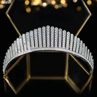full cubic zirconia tiaras for wedding crystals cz zircon princess quinceanera crowns bridal diadem hair accessories for women