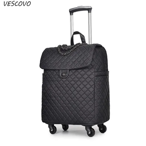 black VESCOVO 20 дюймов портативная дорожная сумка с колесиками женская сумка легкая большая емкость чемодан сумка для переноски - Цвет: black