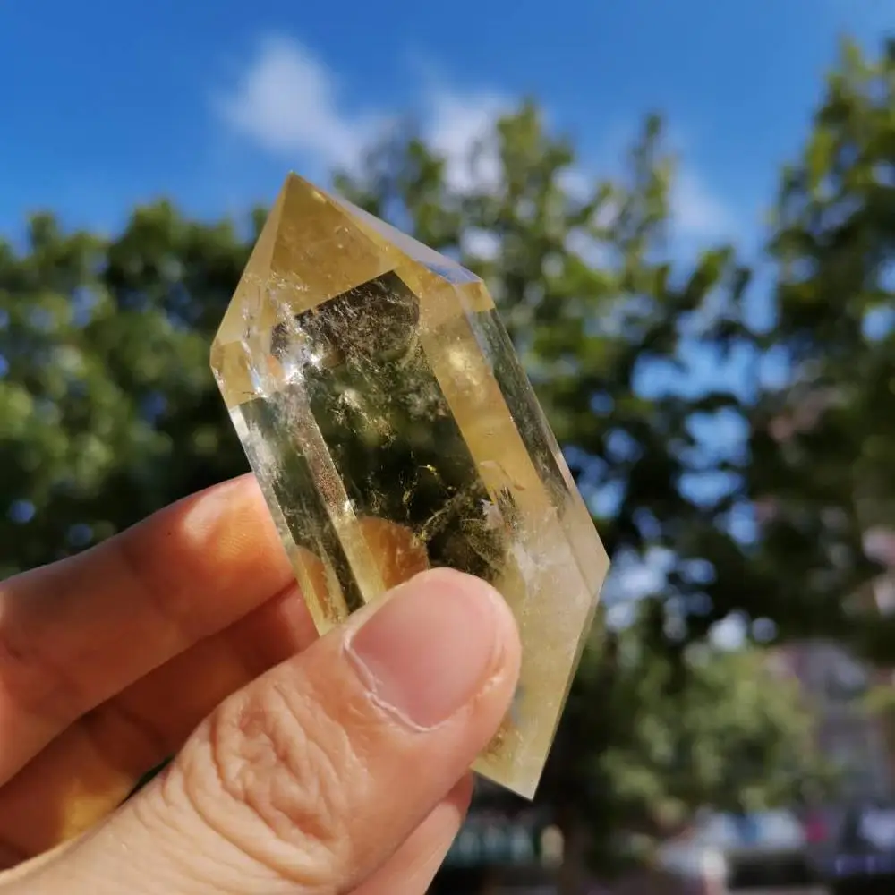 70 ~ 80 мм натуральный кварцевый заживляющий кристалл с двойным покрытием цитрин