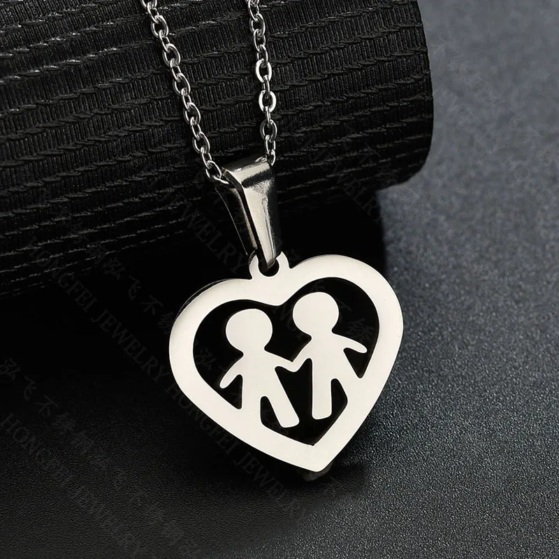 Ожерелье из нержавеющей стали с кулоном Love Heart для детей ожерелье мамы дочери
