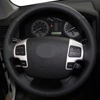 diy black faux leather%c2%a0car steering wheel cover for toyota land cruiser 200 series 70 tundra sequoia hiace 2007 2018