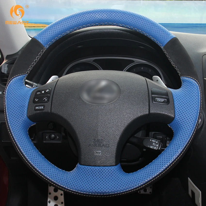 Синий кожаный черный замшевый чехол рулевого колеса автомобиля для Lexus IS IS250 IS250C