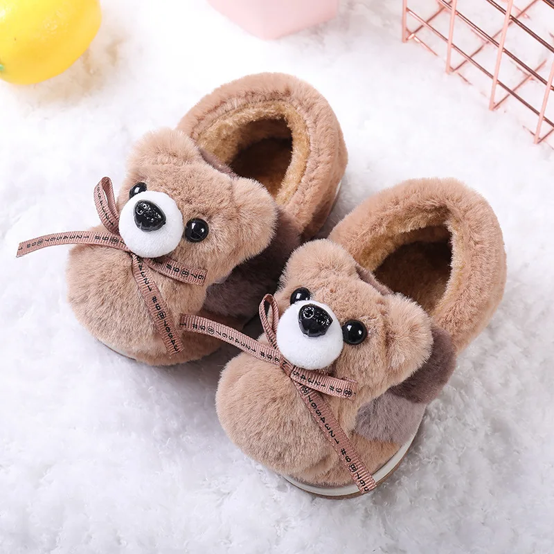 Зимние детские тапочки для девочек и мальчиков домашняя обувь из хлопка с милой