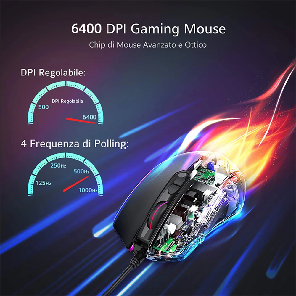 Проводная игровая мышь 6400 DPI RGB 7 программируемая кнопка удобная ручка мыши для