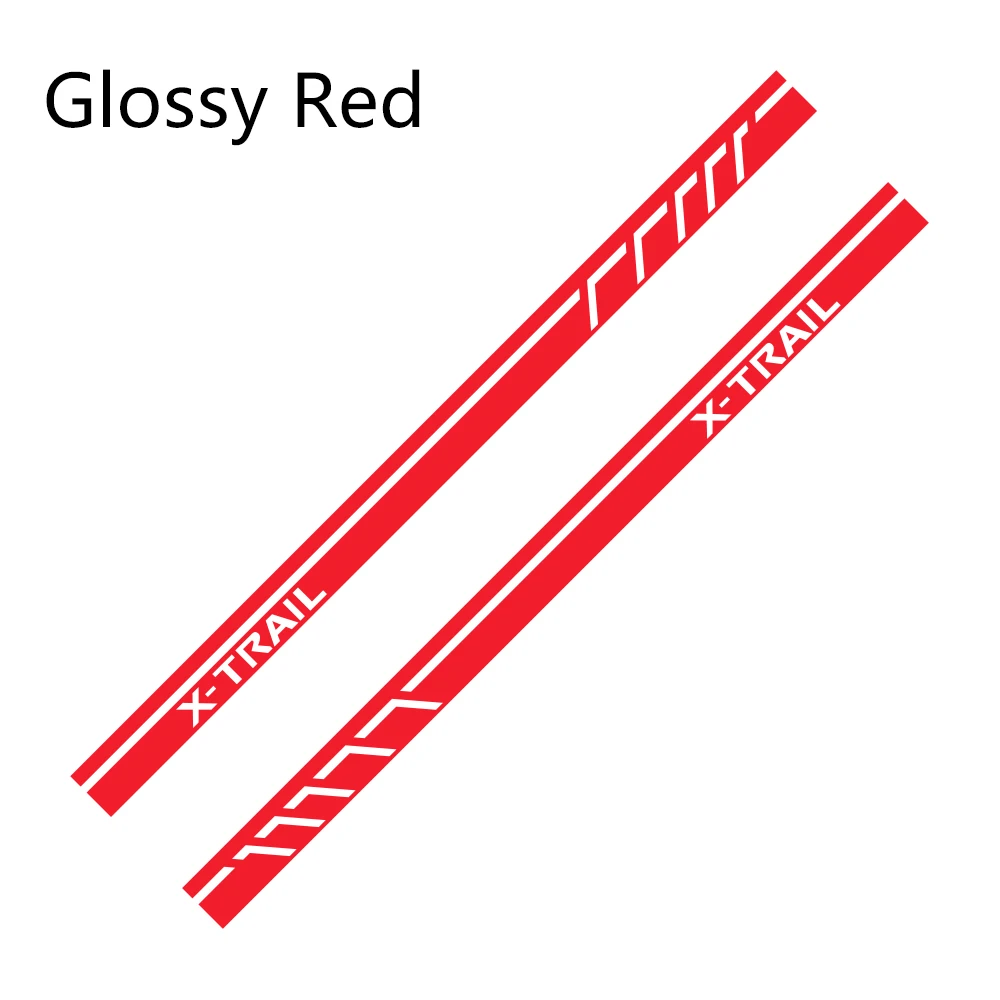 Glossy Red 2 шт. автомобильные боковые полосы наклейки для NISSAN X-TRAIL DIY Автомобильная виниловая пленка Стайлинг наклейка украшение автомобиля Принадлежности для тюнинга - Название цвета: Glossy Red