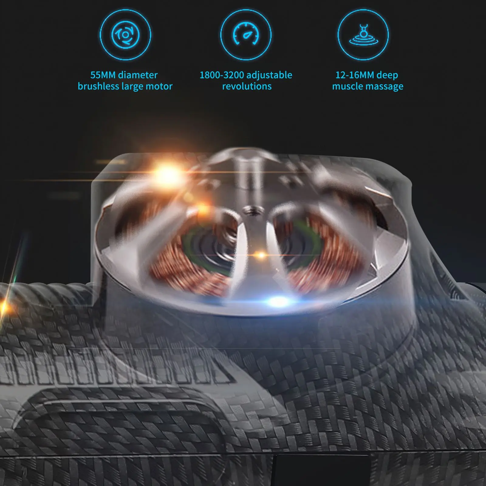 

Adjustable Silicone Handle Massage Gun 16.8V Muscle Vibration Machine Electric Deep Tissue Massager With 6 Massage Head 30 Level