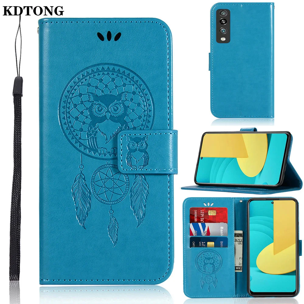 

Leather Phone Case for LG Stylo 7 5G 6 V60 V50S Thinq Aristo 4Puls Shell Embossed Wind Chimes Owl Wallet Magnetic Kikstand Cover