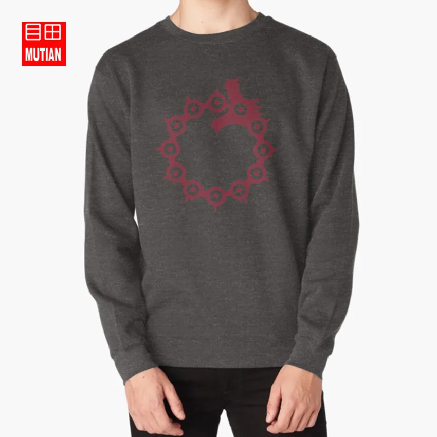 darkgrey-sweatshirt Толстовки с капюшоном с надписью «seven deadly sins»(красный), «The seven deadly sins esilencedesigns», «Дракон грех гнева»(красный - Цвет: darkgrey-sweatshirt