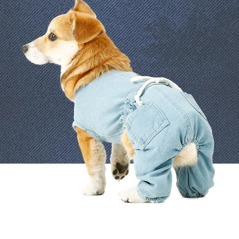 Dog Coat Jacket Jeans Clothes For Small Medium Dogs Costume Spring Autumn Pet Jumpsuit Puppy Outfit Clothing | Дом и сад