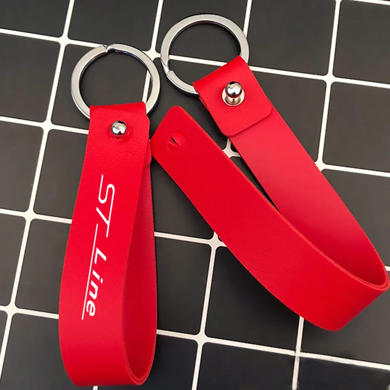 

For Ford Focus mk2 st Vignale / st-line f150 PU Leather Car Keychain Business Gift Leather Keyrings Car Key Wallet KeyChains