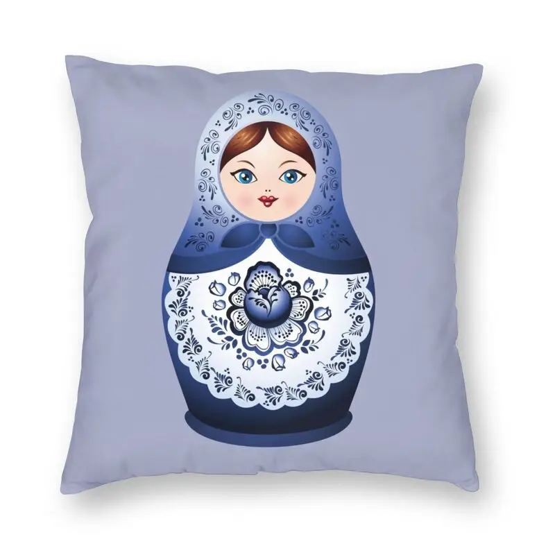 

Синяя Матрешка, кукла, наволочка 45x45 см, русская бабушка, фольклорное искусство, диванная подушка, чехол для дивана, квадратная подушка, чехо...