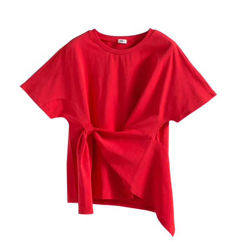

Film may authorize the summer red top hypotenuse irregular summer half sleeve shirt white cotton