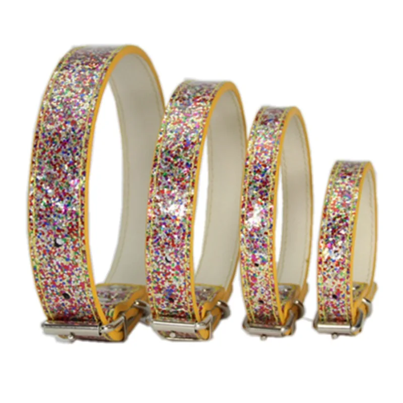 

The New Retractable Pet Collar Small and Medium-Sized Dogs Shiny Pink Luminous Trend Pu Leather Collar