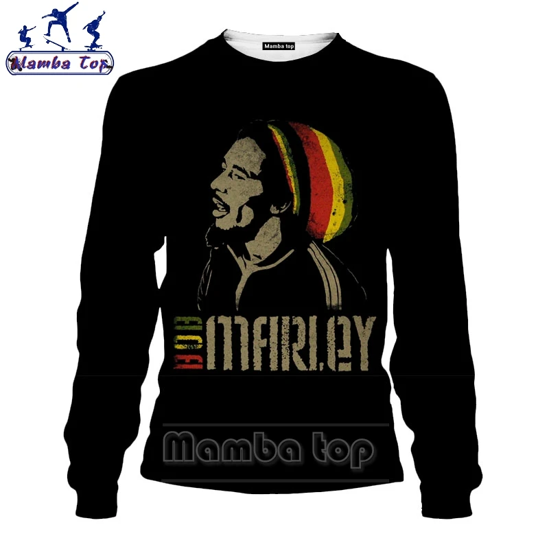 Толстовка Mamba top Bob Marley 3D принт рок-певец забавная черная одежда мужская рубашка