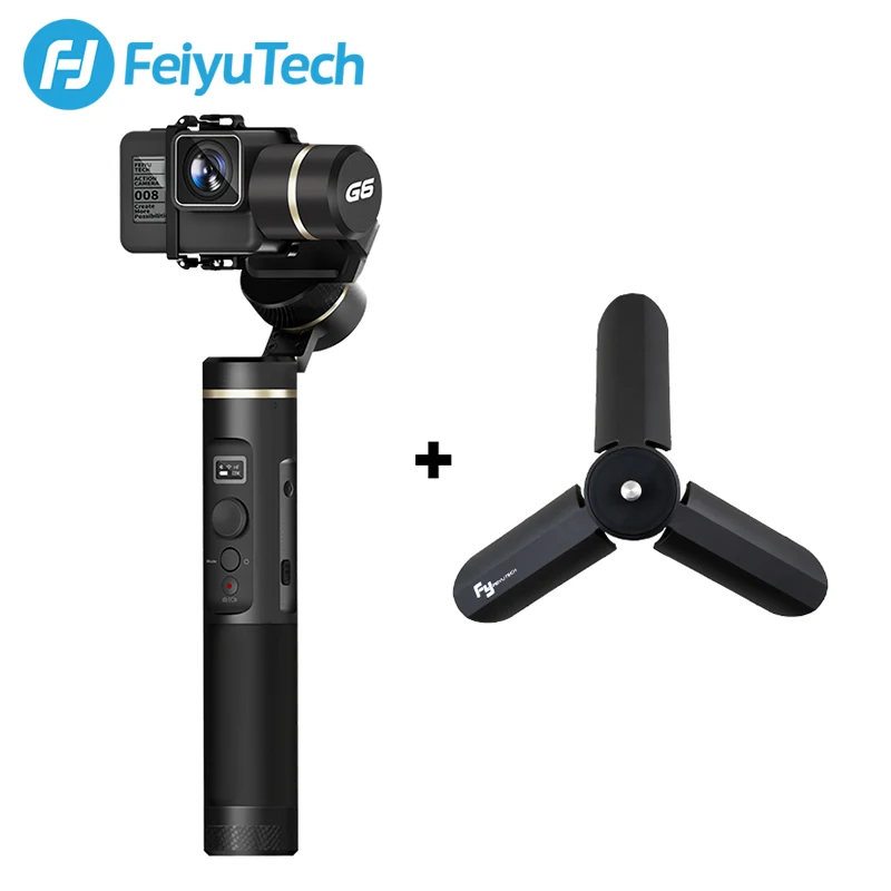 G6 with tripod FeiyuTech Feiyu G6 3-осевой портативный монопод с шарнирным замком Gopro экшн Камера стабилизатор OLED Экран для экшн-Камеры Gopro Hero 6 5 sony RX0 - Цвет: G6 with tripod