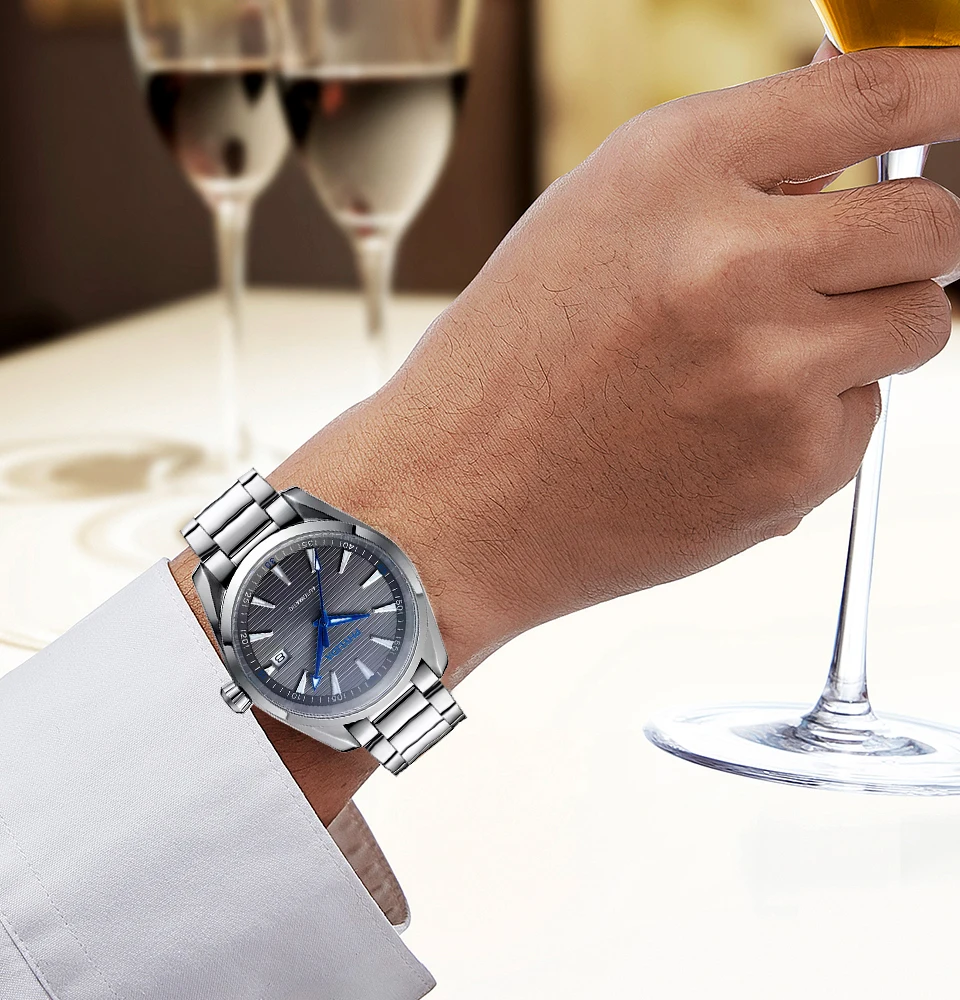 

PHYLIDA New men's luxury watches100m Water Resistant 40mm blue NH35A Automatic Watch Solid SS Sapphire Crystal Sport Diver Gift