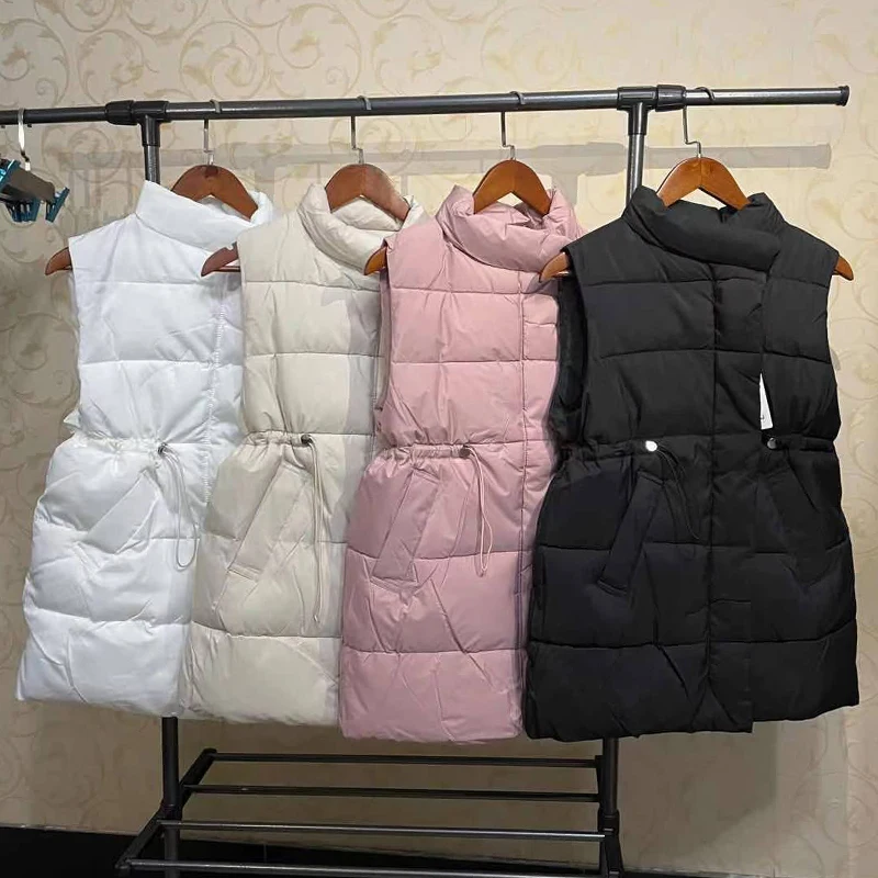 

Fashion 2021 Women Down Cotton Padded Vest Coats Autumn Winter Female Sleeveless Collar Vests Girls Casual Solid Warm Waistcoat