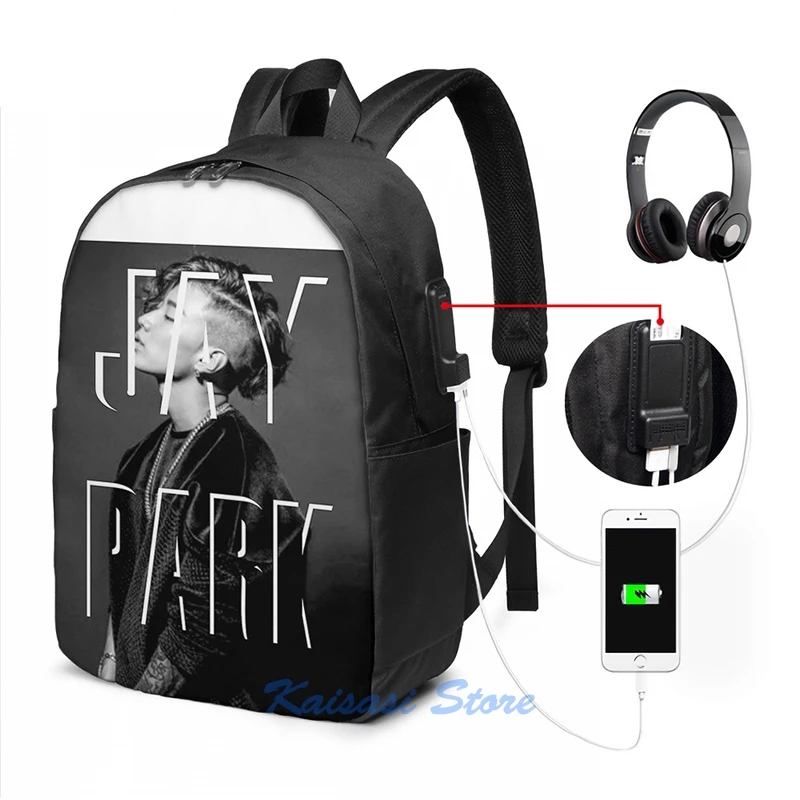 Funny Graphic print Jay Park USB Charge Backpack men School bags Women bag Travel laptop | Багаж и сумки