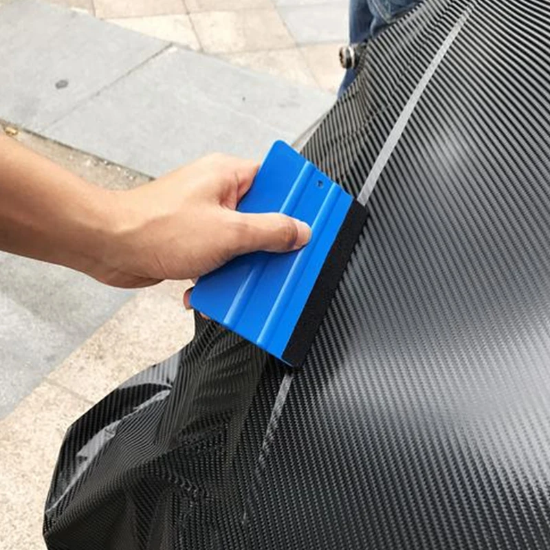

1pc Auto Styling Vinyl Carbon Fiber Window Ice Remover Cleaning Wash Car Scraper With Felt Squeegee Tool Film Wrapping 10x7cm