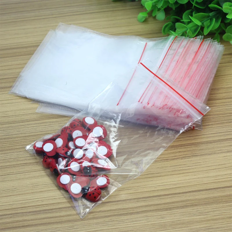 100 шт Пластиковые Ziplock мешки мини ювелирные изделия на молнии замка застежка